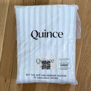 Quince Organic Percale Double Strip Duvet Cover